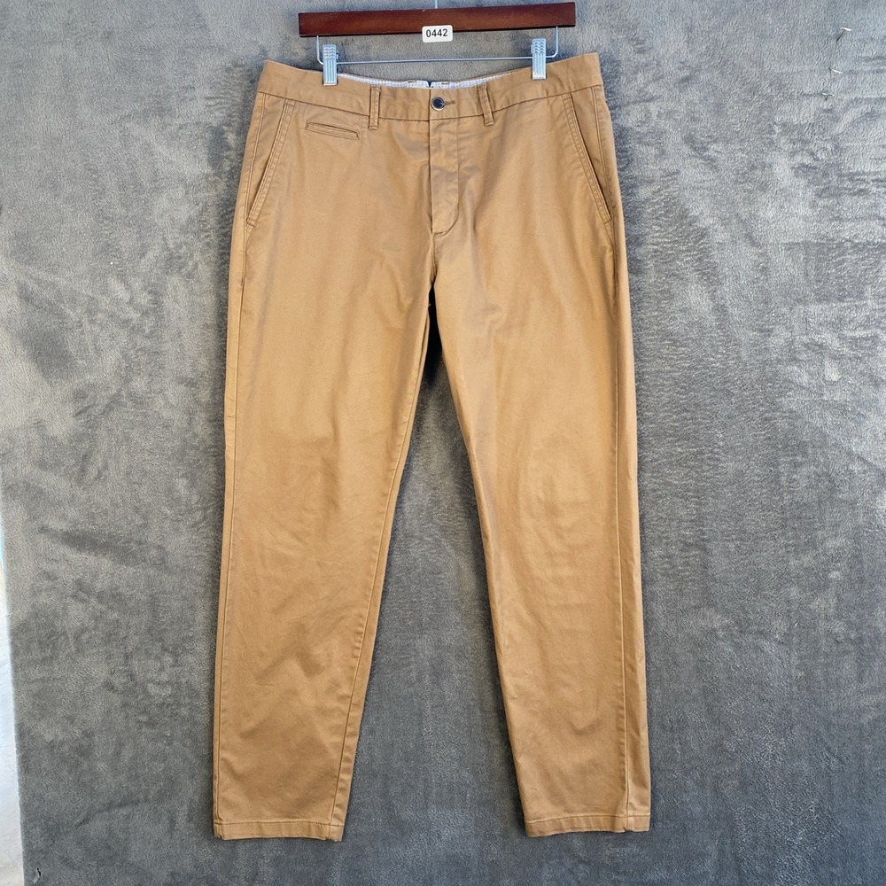 Perk Pants Men's 35x32 tan khaki Slim Fit Stretch Casual Taper Chino Golf Preppy